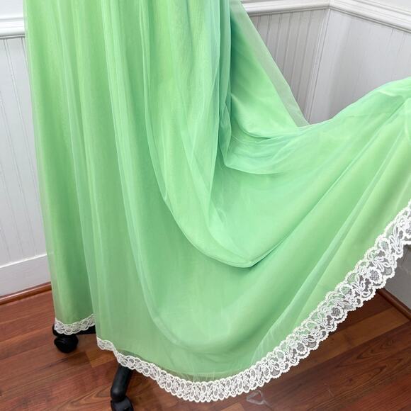 Virginia Wallace Peignoir Set Size S Nightgown & Rob Lace Chiffon Full Sweep - Picture 5 of 16